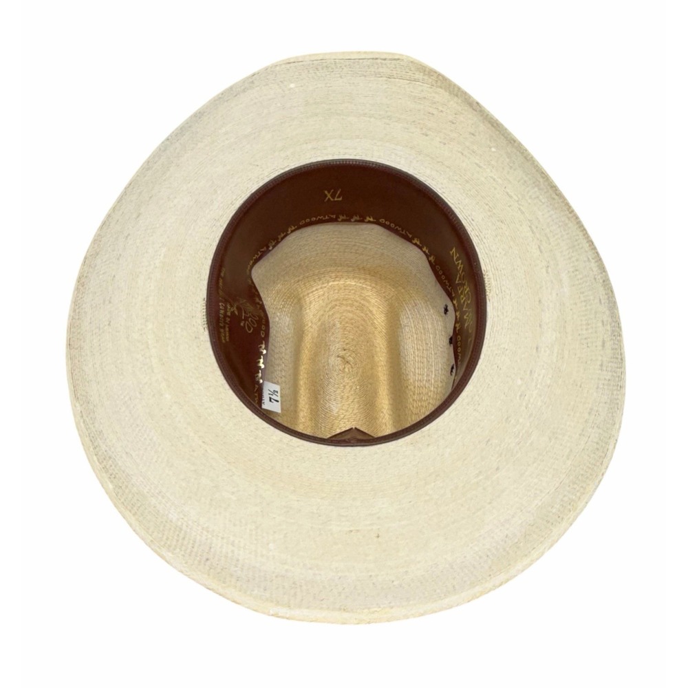 Atwood 7X Marfa Low Crown Long Oval Natural Straw Cowboy Hat Size 7 1/2 - Picture 10 of 13